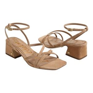 Sam Edelman Womens Whitley Cyprus Tan Suede Ankle Strap Block Heel Sandal Size 9
